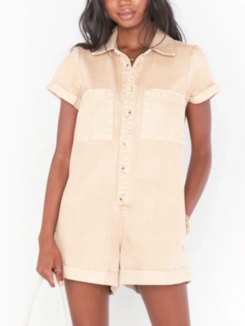 Show Me Your Mumu Range Romper Utility Denim Tanline Sz Large